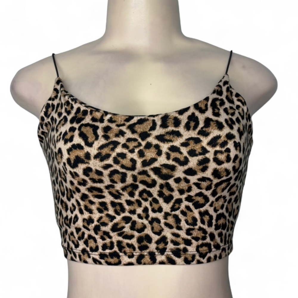 Windsor Leopard Print Cami Crop Top - Tan & Black